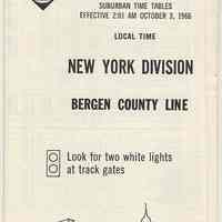 Timetable: Erie Lackawanna R.R., New York Div., Bergen County Line, eff. Oct. 3, 1966.