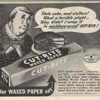 Ad, magazine: Cut-Rite Waxed Paper; R.B.Davis Sales Co., Hoboken. Saturday Evening Post, July 16th, 1938.