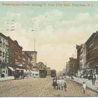 Postcard: Washington St. Looking North from City Hall, Hoboken, N.J., postmarked 1911.