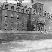 B+W photo negative of Stevens Institute of Technology Main Building, 5th St. between River & Hudson Sts., Hoboken, n.d., ca. 1880-1890.