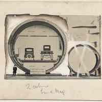 B+W photo of full sized mock-up section of Hudson River Vehicular Tunnel; prepared for publication, n.p., April 4, 1923.