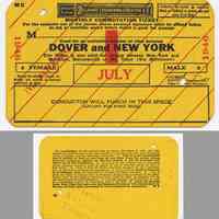 Ticket sample: D.L. & W. R.R. monthly commutation Mountain Lakes & N.Y.; May 1946.