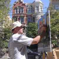          Digital photos, 29, of artist Frank Hanavan working on a painting of 921 Hudson Street, Hoboken, August 25, 2005. picture number 6
   