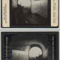          Lantern slide: New Jersey. Lincoln Tunnel: Looking out of Tunnel at Western Portal. (1938). picture number 2
   