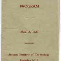 Spring Sports Day Program. May 18, 1929. Stevens Institute of Technology, Hoboken, N.J.