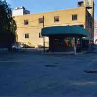 Color photos, 4, of guardhouse & main entry to former Maxwell House Coffee plant with demolition on site, Hoboken, 2004.