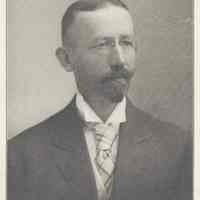 Printed B+W photograph of C. Alfred Burhorn, Secretary, Hoboken Board of Trade, Hoboken, ca. 1908.