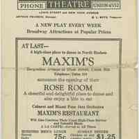 Program for Hudson Theatre production of "The Best People" beginning May 4, 1925, Union City, N.J. 1925.