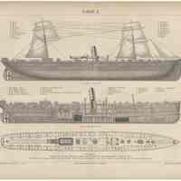 Plate with S.S. Frisia (1) plans, Hamburg-American Packet Co., Meyers Konversations-Lexikon, 1878.