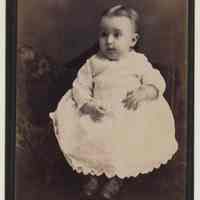 Cabinet photo, mourning, of a baby, Hoboken, no date, circa 1880s.