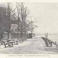 Printed B+W photograph of Castle Point and River Walk in 1885, Hoboken, ca. 1880