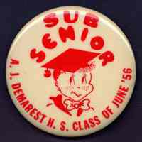 Digital image of pin-back button, Sub Senior, A.J. Demarest H.S. Class of June 