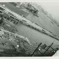          B+W photo of the construction of Pier 5 (formerly Pier 14)at the Bethlehem Steel Shipyard, Hoboken Division, Sept. 18, 1957. picture number 1
   