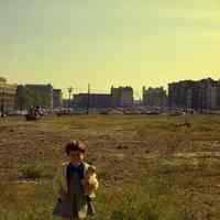 Color photo negative of of Patricia Samperi on Fourth St., Hoboken, no date, circa 1971.