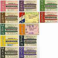          twelve 1976 Erie Lackawanna Railway monthly commutation tickets
   