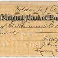 Check of the Hoboken Water Commissioners drawn on 1st National Bank of Hoboken, Aug. 29, 1895.