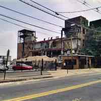 Color photo of demolition at southwest corner of former Maxwell House Coffee plant seen from Hudson St., Hoboken, Sept. 2004.