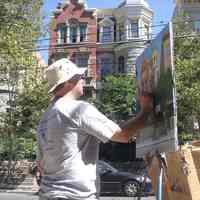          Digital photos, 29, of artist Frank Hanavan working on a painting of 921 Hudson Street, Hoboken, August 25, 2005. picture number 9
   