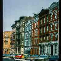 Color slide of eye-level view of row houses looking N at the E side of Washington between 11th and 12th