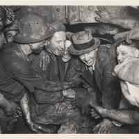 B+W photo of Harry Stripling as 1st man holing-through south tunnel of Lincoln Tunnel, Aug. 2, 1935