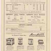          side 1: price list Lipton's Tea, Cocoa, Jelly Powders, Coffee
   