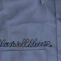 Shirt with "Maxwell House" embroidered name. Part of factory dress uniform at Maxwell House Coffee plant, Hoboken, ca. 1980s-1992.