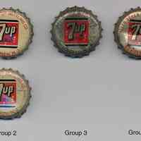 Bottle caps, 8: 7-Up soda bottles; Galler 7-Up (or Seven-Up) Bottling Co., Hoboken, n.d., ca.1950-1960.