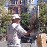          Digital photos, 29, of artist Frank Hanavan working on a painting of 921 Hudson Street, Hoboken, August 25, 2005. picture number 10
   