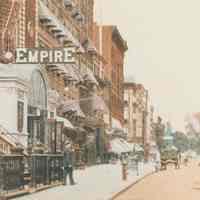 Color copy photo of hand-tinted photo of the Empire Theatre, Hudson St., Hoboken, no date, ca. 1900.