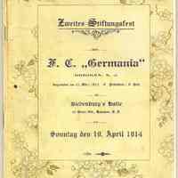 Program: 2nd Anniversary of founding of the F.C. Germania, Hoboken, Apr. 19, 1914.