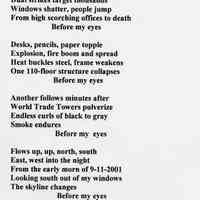 Two poems recollecting 9/11 by Thomasina DeLauro Nolan of Hoboken, N.J.