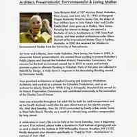 Memoriam: Joan Roberta Abel (1943 - 2015) Architect, Preservationist, Environmentalist.