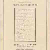          side 2: Lipton Products Awarded the following First Class Honors
   