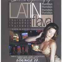 Handbill for Grand Opening of Latin Flava, Lounge 11 Bar & Restaurant, 505 Madison St., Hoboken, (2007).