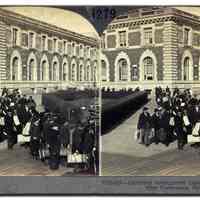 Stereoview: V23429 - Admitted Immigrants Leaving Ellis Island for the City Ferry-boat, New York. N.d., ca. 1922-1924.