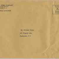 Business envelope from the Bethlehem Steel Company, Shipbuilding Division, Hoboken, N.J., no date, ca. 1940.