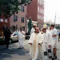          Photo 5: clergy + police; St. Ann statue right edge background
   