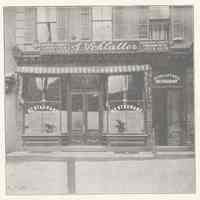 Printed B+W photograph of Julius Schlatter, Restaurant, 92 Hudson St., Hoboken, no date, ca. 1906-1908.