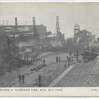 Postcard: [1905 Terminal fire.] 4084. Ruins at Hoboken Fire, Aug 8th 1905. Published by E.F. Walter. No date, circa 1905-1907; unposted.