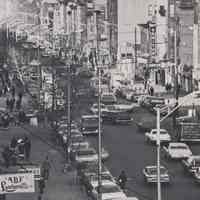 Reference image of printed photo image of view N on Washington St. from First St. from pg [35] of archives catalog 2002.026.0002, Hoboken, ca. 1975.