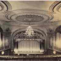 Sepia-tone photo of the auditorium of the recently opened Fabian Theatre, looking from the balcony to the stage, Hoboken, no date, ca. Nov.-Dec, 1928.