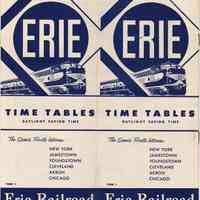 Timetable: Erie Railroad. Time Tables. Daylight Savings Time. Eff. April 28, 1957.
