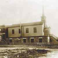 B+W photo of the Scandinavian Lutheran Church, original building, at the southwest corner of 9th & Clinton Sts., ca. early 1890