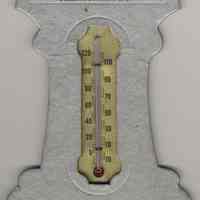 Die-cut printed wall calendar with thermometer from Kostelecky Bros. Garage, 216-218 Bloomfield St., Hoboken, 1935-1936.