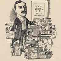 Caricature of William M. Cahill, [Hoboken, n.d., ca. 1907-1916]. From album, "Just for Fun"; archives catalogue 2005.018.0001.