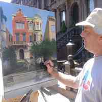          Digital photos, 29, of artist Frank Hanavan working on a painting of 921 Hudson Street, Hoboken, August 25, 2005. picture number 12
   