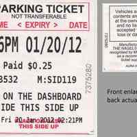 Parking ticket (receipt) from Muni-meter, Hoboken, Friday, January 20, 2012.
