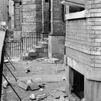 B+W photo of the apartment building exterior on the west side, 1200 block, of Washington St., Hoboken, N.J., no date (ca. 1968-1972).