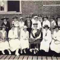 B+W group photo of Hoboken Tennis Club women members, Hoboken, n.d., ca. 1915.