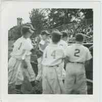 B+W photo of a Little League baseball game, Hoboken, no date, ca. 1955-1960.